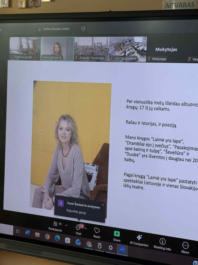 Virtualus susitikimas su vaikų rašytoja Evelina Daciūte